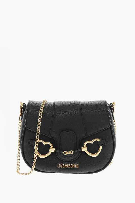 Moschino Love Faux Leather Big Heartbit Crossbody Bag With Golden Cla