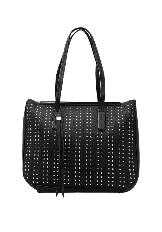 Zen Collection Studded Large Shopper Bag, Black