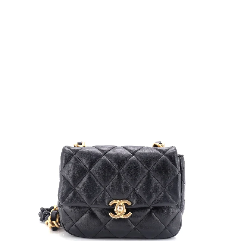 Lacquered Metal CC Flap Bag Quilted Lambskin Small