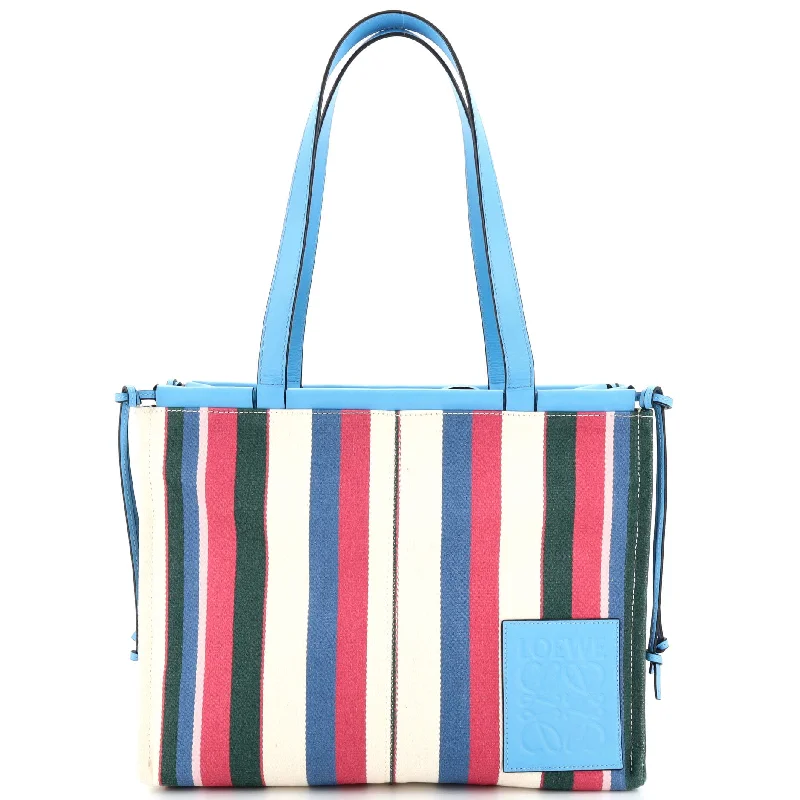 Cushion Tote Striped Canvas Large