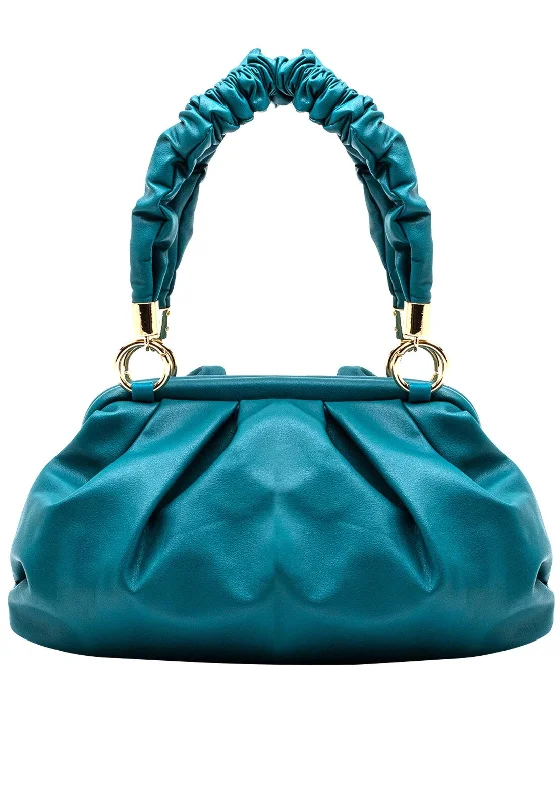 Zen Collection Ruched Strap Small Shoulder Bag, Teal Green