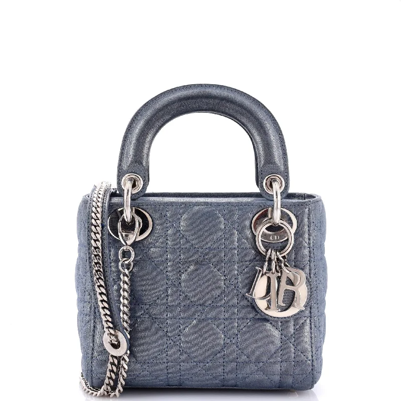 Lady Dior Chain Bag Cannage Quilt Iridescent Leather Mini