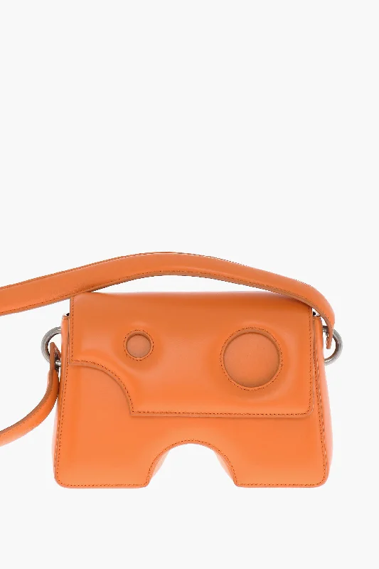 Off-White Leather Burrow Crossbody Bag With Cut-Out Details