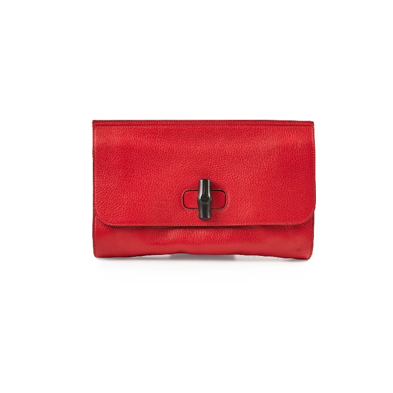 Gucci Bamboo Large Clutch Red