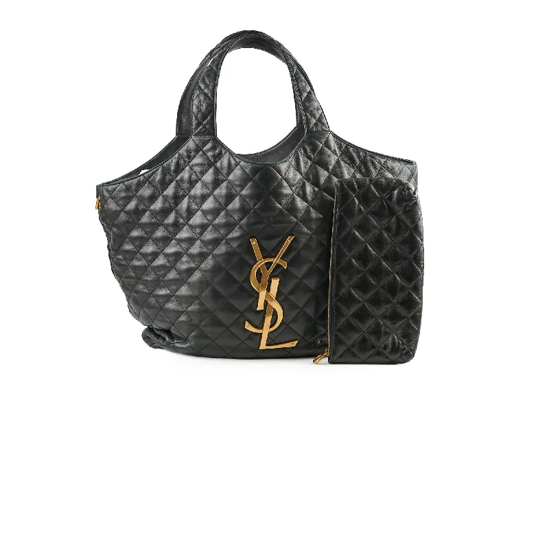 Saint Laurent Maxi Shopping Bag Quilted Lambskin Black