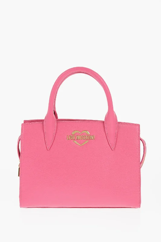 Moschino Love Solid Color Tote Bag With Golden Logo