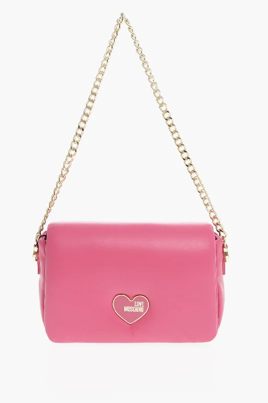 Moschino Love Faux Leather Crossbody Bag With Golden Chain