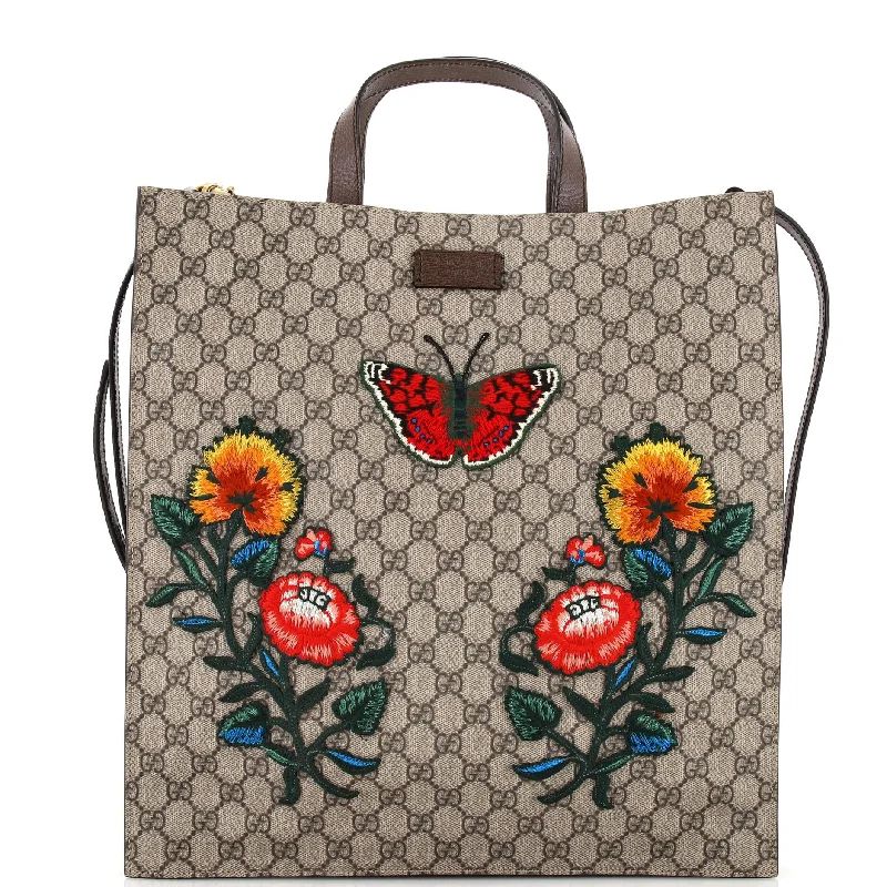 Convertible Soft Open Tote Embroidered GG Coated Canvas Tall