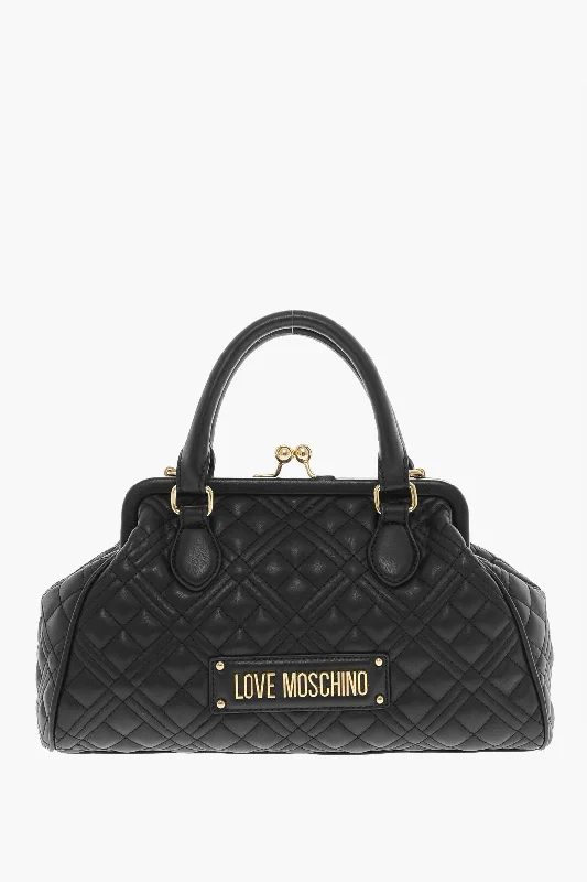 Moschino Love Quilted Faux Leather Bowler Bag