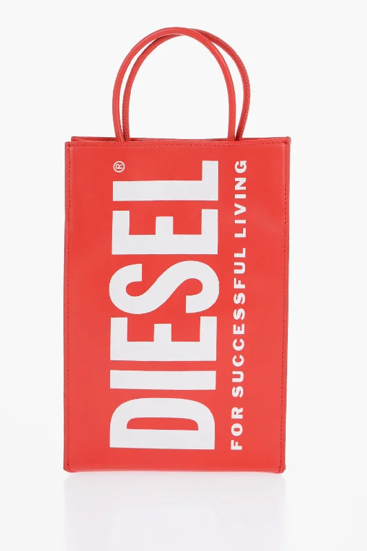 Diesel Leather Shopping Bag With Logoed Shoulder Strap