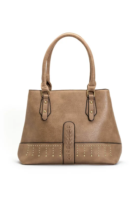 Zen Collection Studded Shopper Bag, Mud