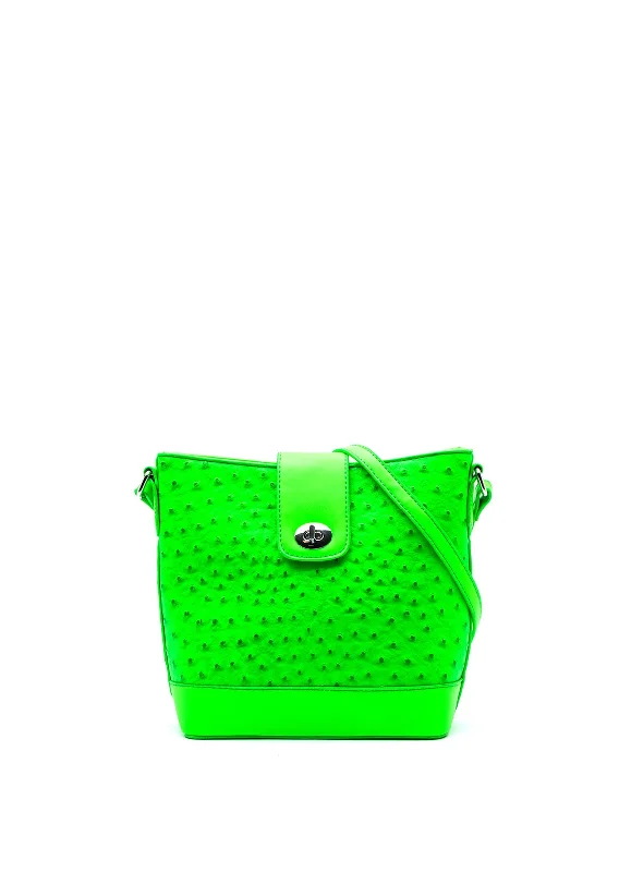 Zen Collection Twist Lock Small Crossbody Bag, Neon Green