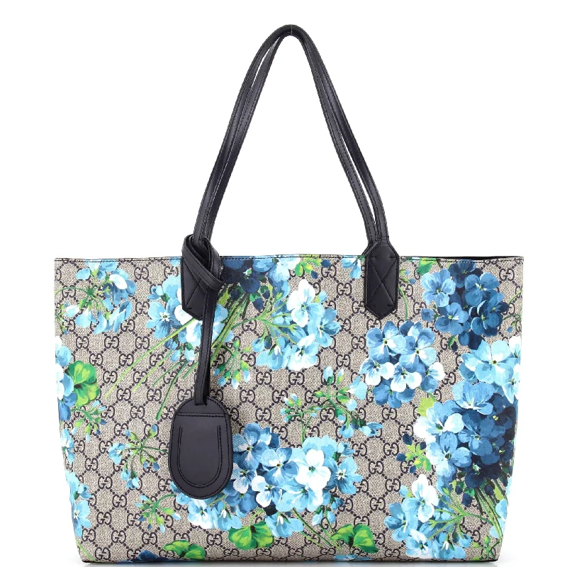 Reversible Tote Blooms GG Print Leather Medium