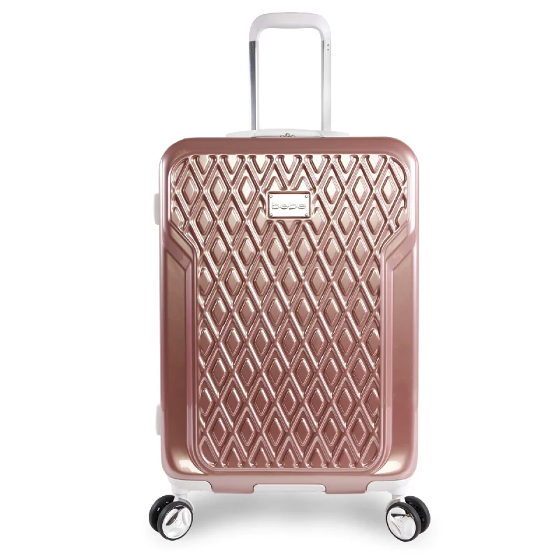 BEBE Women's Stella 21" Hardside Carry-on Spinner Luggage, Rose Gold