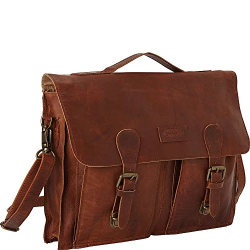 Sharo Leather Bags Soft Leather Laptop Messenger Bag And Brief (Dark Brown)