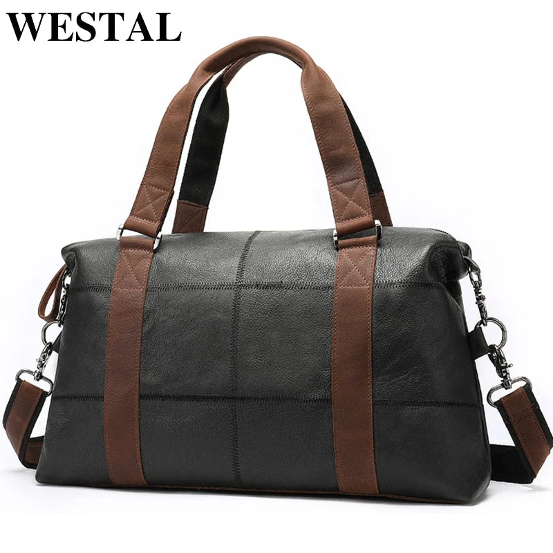 Westal Men Travel Bag For Luggage Men Genuine Leather Duffle Bag Suitcase Carry On Luggage Bags Big