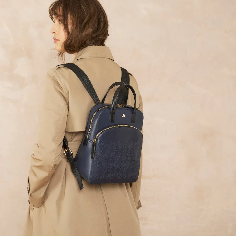 Emilia Petite Backpack - Navy Punched Flower