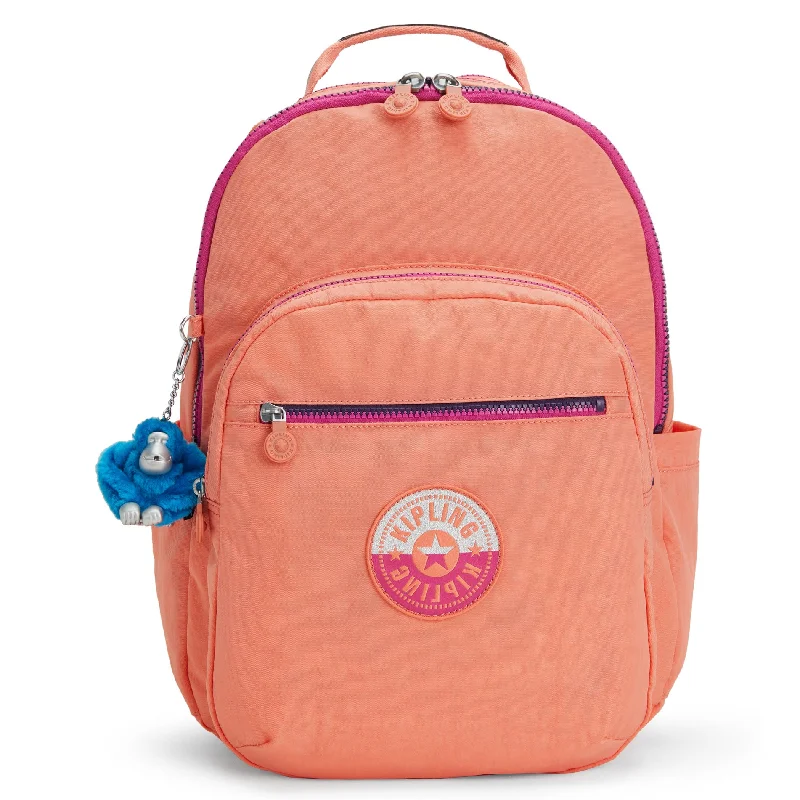 Kipling Seoul Large Nylon 15" Laptop Backpack Cool Coral Shade