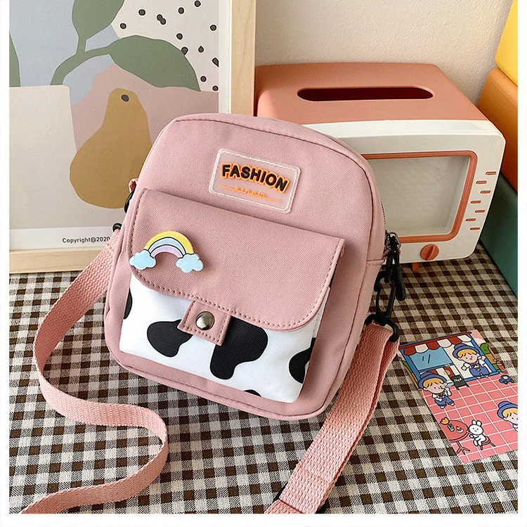 Cute cartoon nylon parcel children's chest bag light tide to take out the front box fashion student backpack Messenger bag