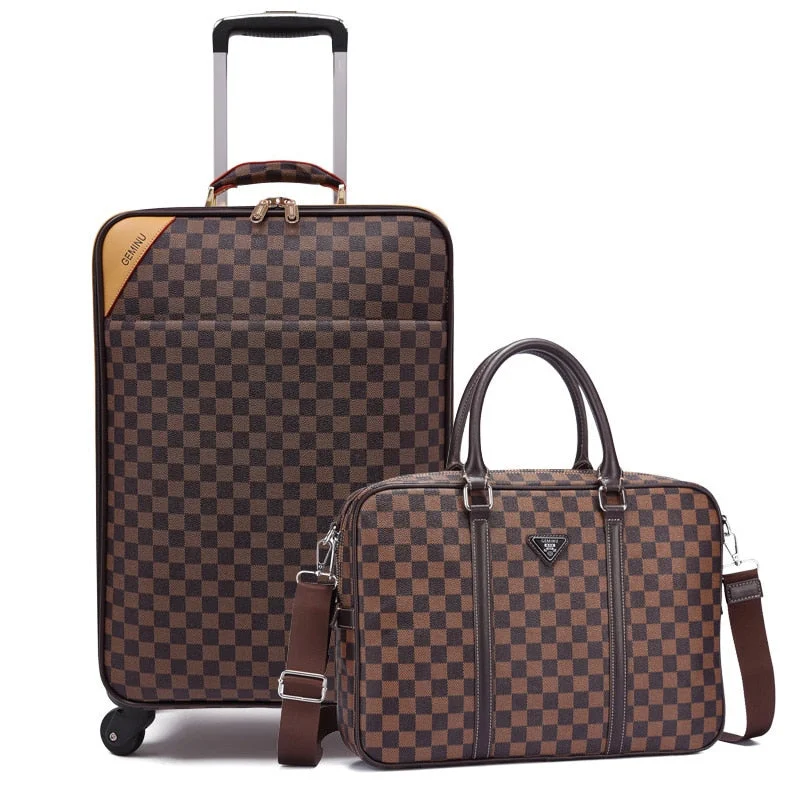 Rolling Luggage Set,High Quality Pvc Leather Travel Suitcase Bag With Handbag,Wheels Carry-On,Women