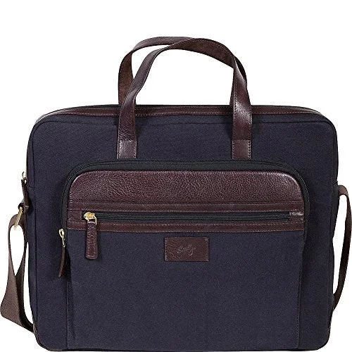 Scully Cambria Berkeley Laptop Brief (Brown Leather & Midnight Navy Canvas)