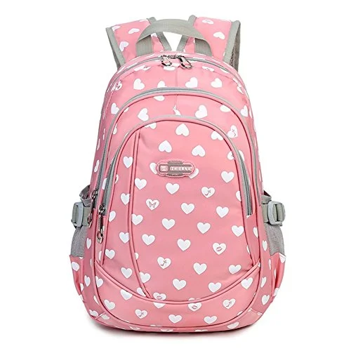 Abshoo Heart Printed School Backpacks For Girls Cute Primary School Bookbags (Pink)