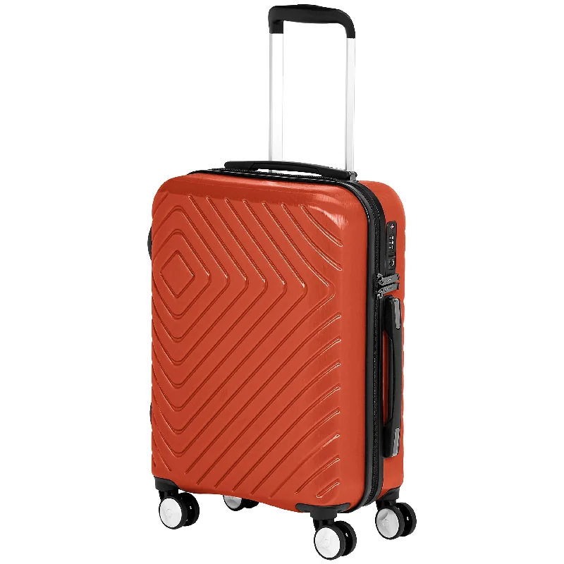 AmazonBasics Geometric Luggage 18-inch international carry-on, Red