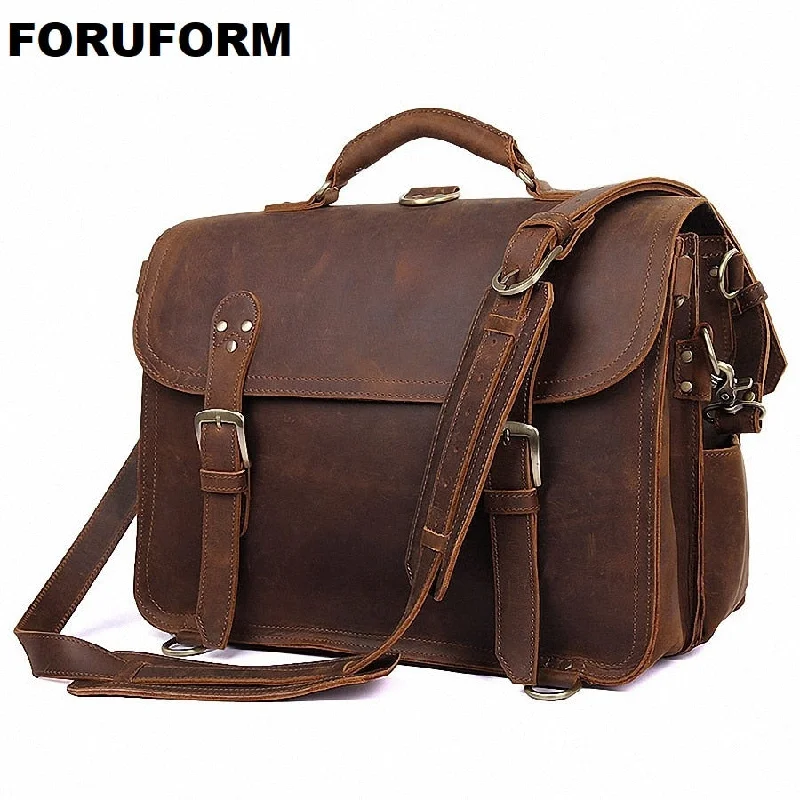 Crazy Horse Genuine Leather Men Bag Laptop Bag Messenger Bags Shoulder Crossbody Bags Men