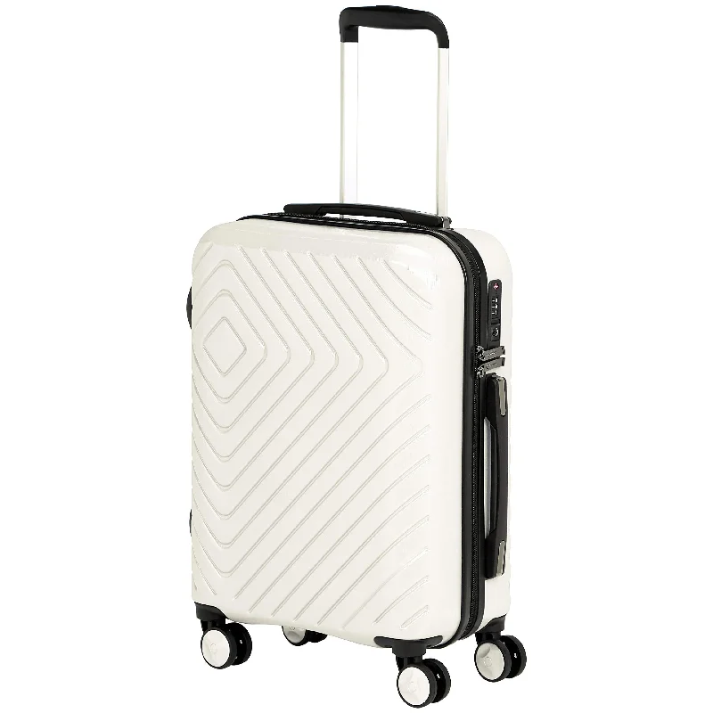 AmazonBasics Geometric Luggage 18-inch international carry-on, Cream