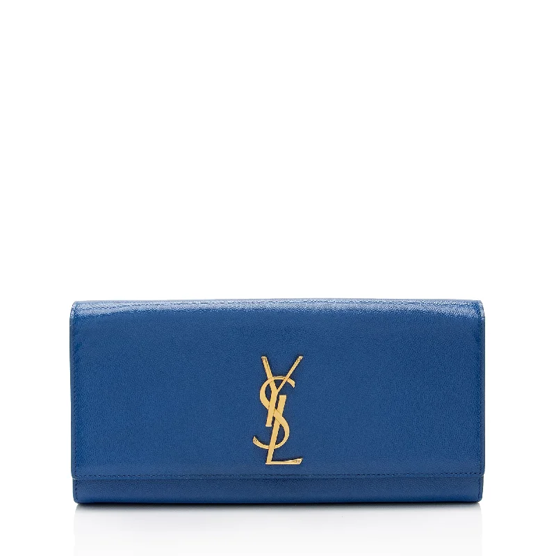 Saint Laurent Patent Leather Grain de Poudre Monogram Kate Clutch