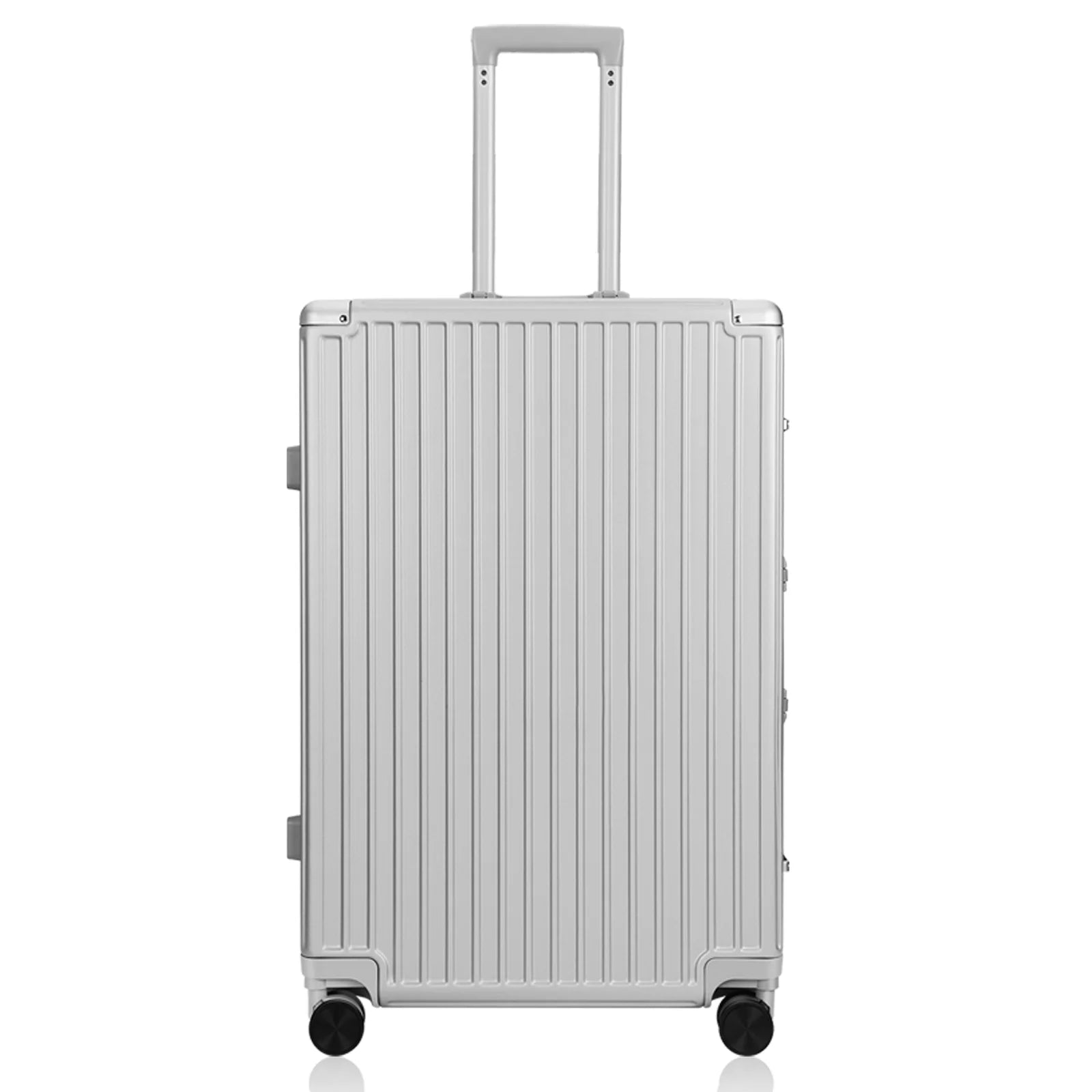 Luggage with Aluminum Frame, 28" Hard Shell Travel Suitcase Zipperless Checked Luggage with 360° Spinner Wheels TSA Lock, Silver