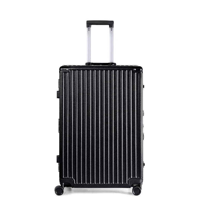 ANTAKO Luggage with Aluminum Frame, 24" Hard Shell Travel Suitcase Zipperless Checked Luggage with 360° Spinner Wheels TSA Lock, Black