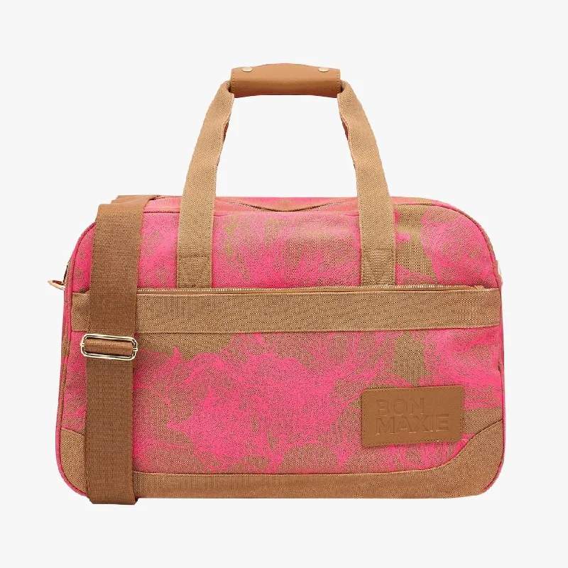 Bon Voyage Weekender Bag -- Neon Pink / Tan Floral