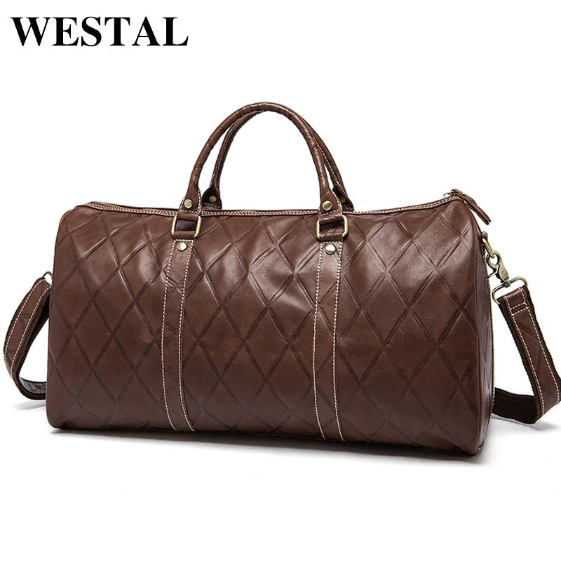 Westal Large Duffle Bag Genuine Leather Men Luggage And Travel Bags Carry On Luggage Casual