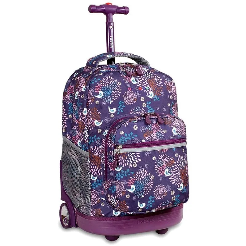 J World New York Sunrise Rolling Backpack, Baby Birdy, 18-Inch