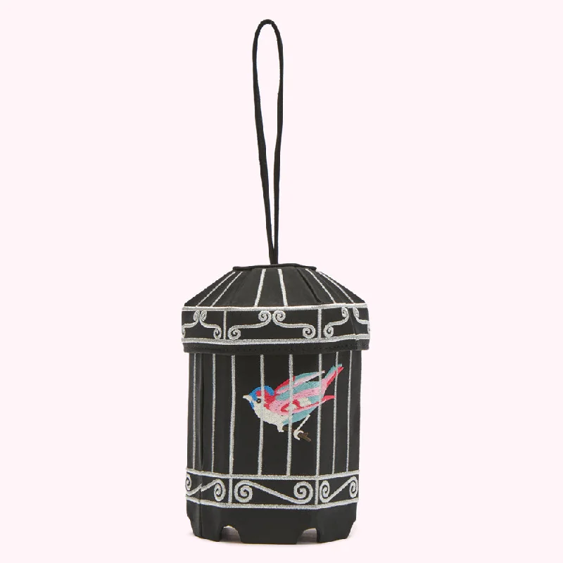 BLACK BIRDCAGE COLLECTIBLE CLUTCH BAG