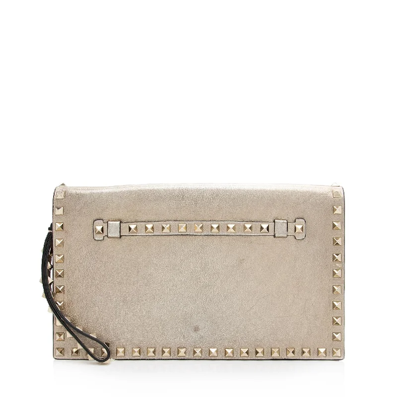 Valentino Metallic Nappa Leather Rockstud Clutch