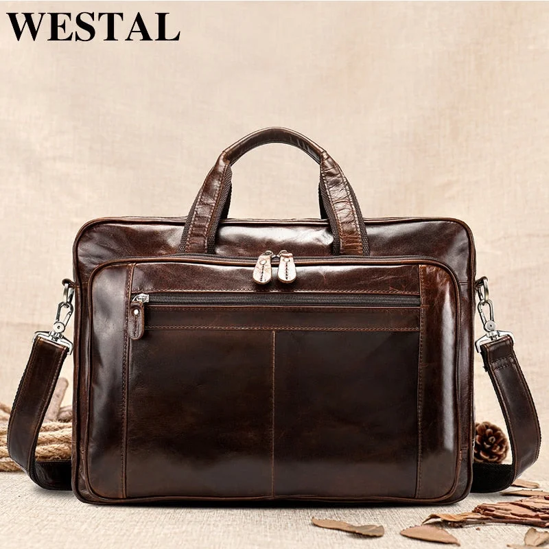 Westal Genuine Leather Bag For Luggage Men Duffle Bag Suitcase Carry On Luggage Big Weekend Bags