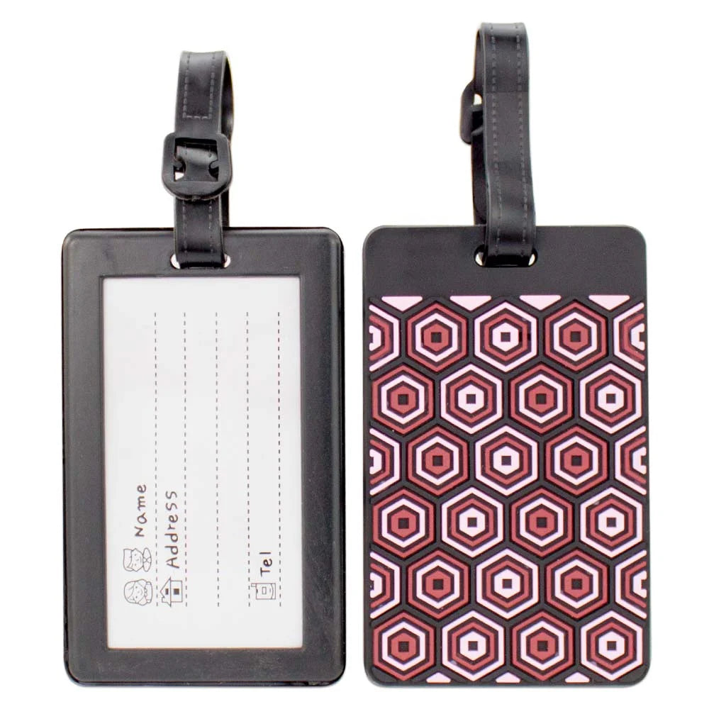 Colorful Luggage ID Tags – Set of 2 - Red Hexagons