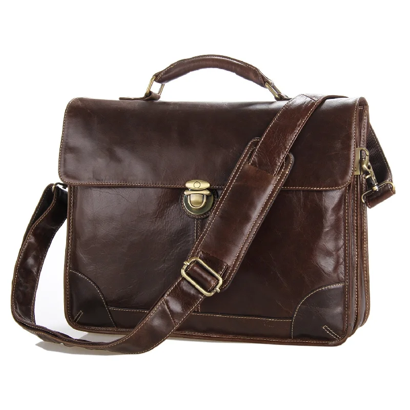 Fashion Oil Waxed Genuine Cow Leather Men Business Cowhide Tote Handbag Male Laptop Bag Large