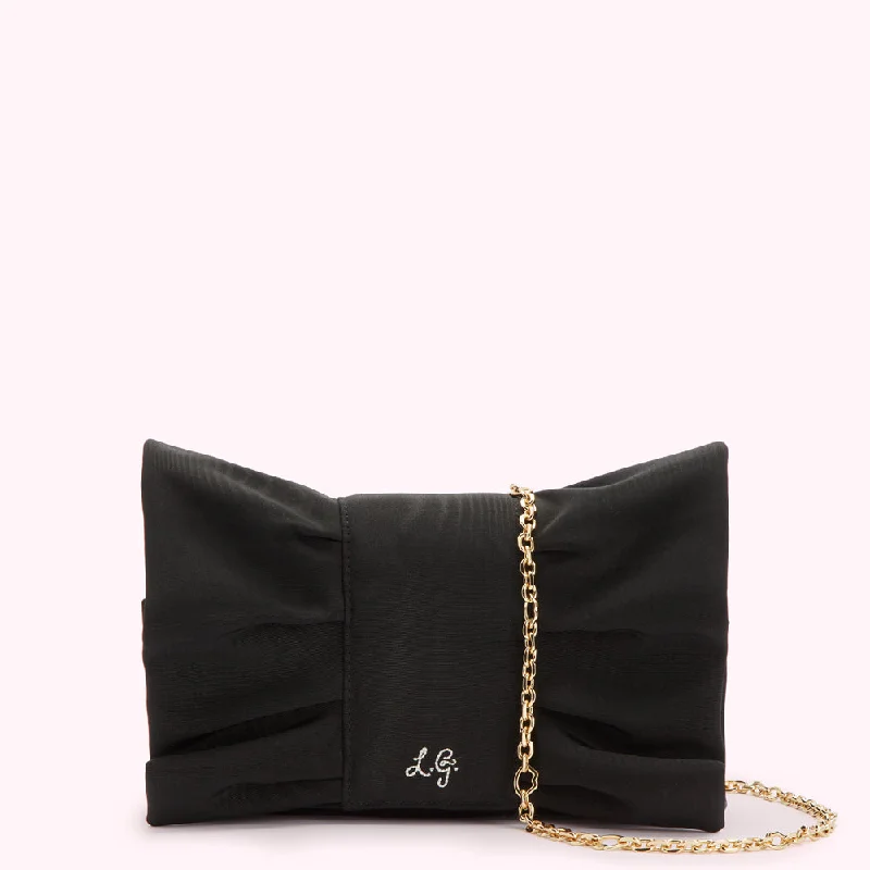 BLACK MOIRE BOW CLUTCH