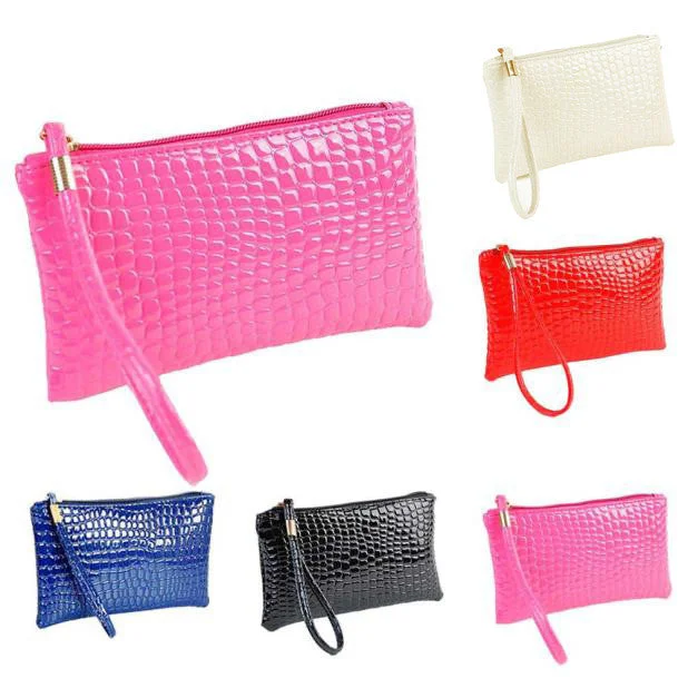 Women Crocodile Leather Clutch Handbag Bag Coin Purse