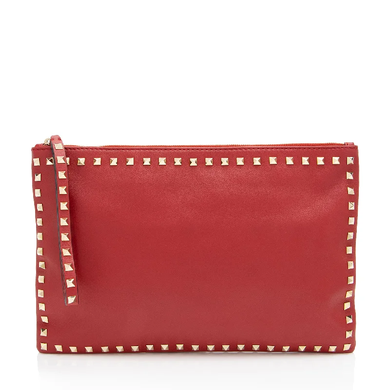 Valentino Nappa Leather Rockstud Large Clutch