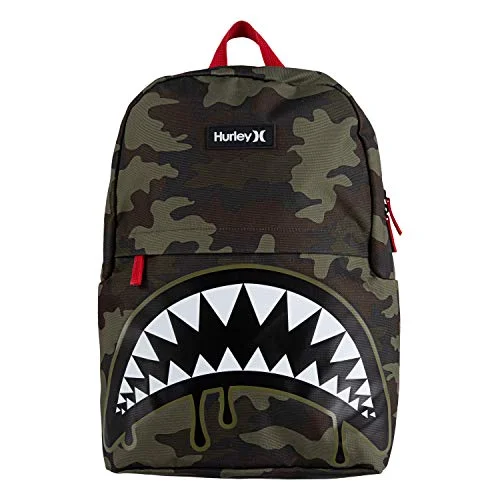 Hurley Kids' One and Only Backpack, Green Camo Shark, Large