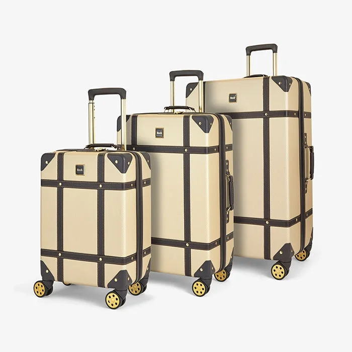 Vintage Hardshell 3pc Suitcase Set - Gold