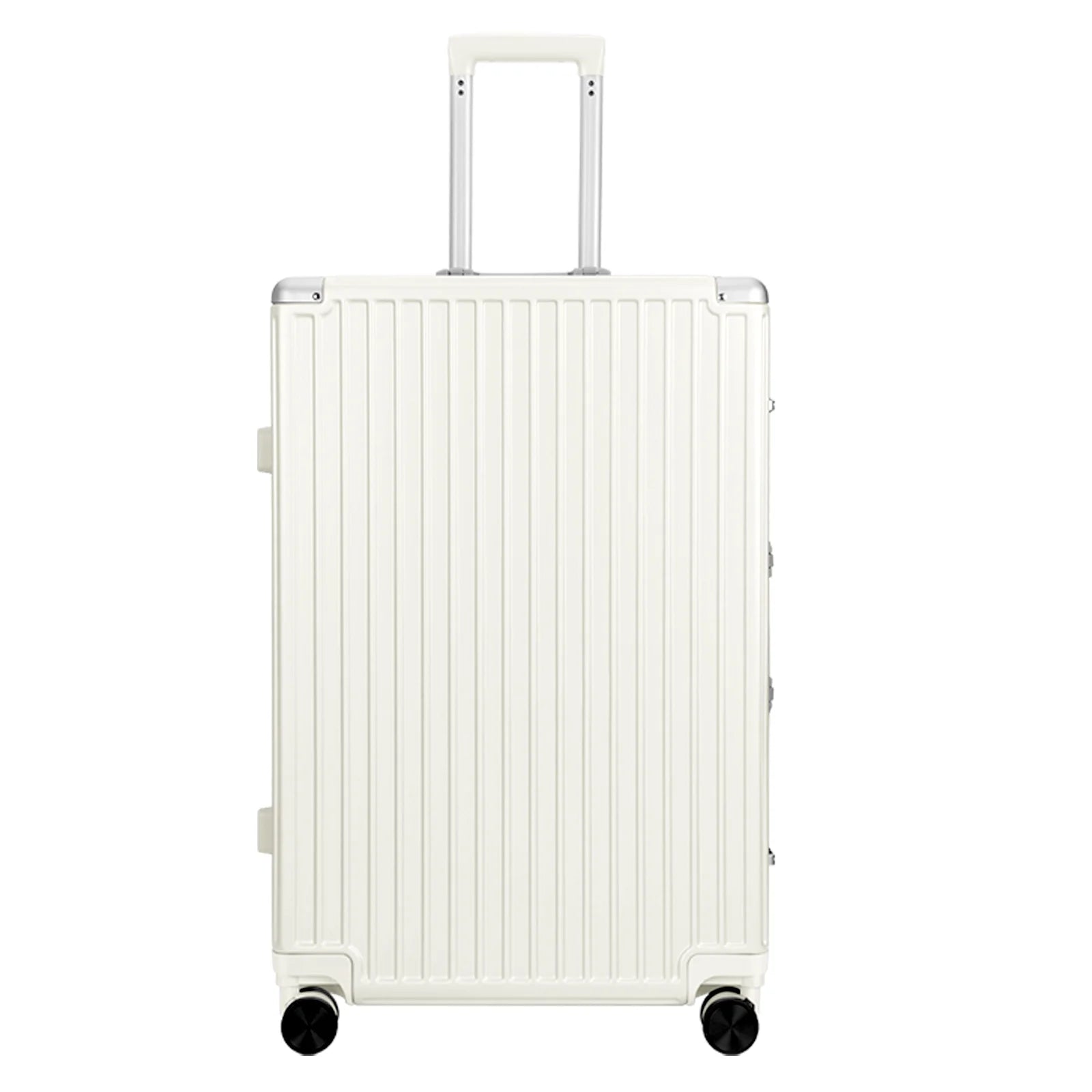 ANTAKO Luggage with Aluminum Frame, 24" Hard Shell Travel Suitcase Zipperless Checked Luggage with 360° Spinner Wheels TSA Lock, White